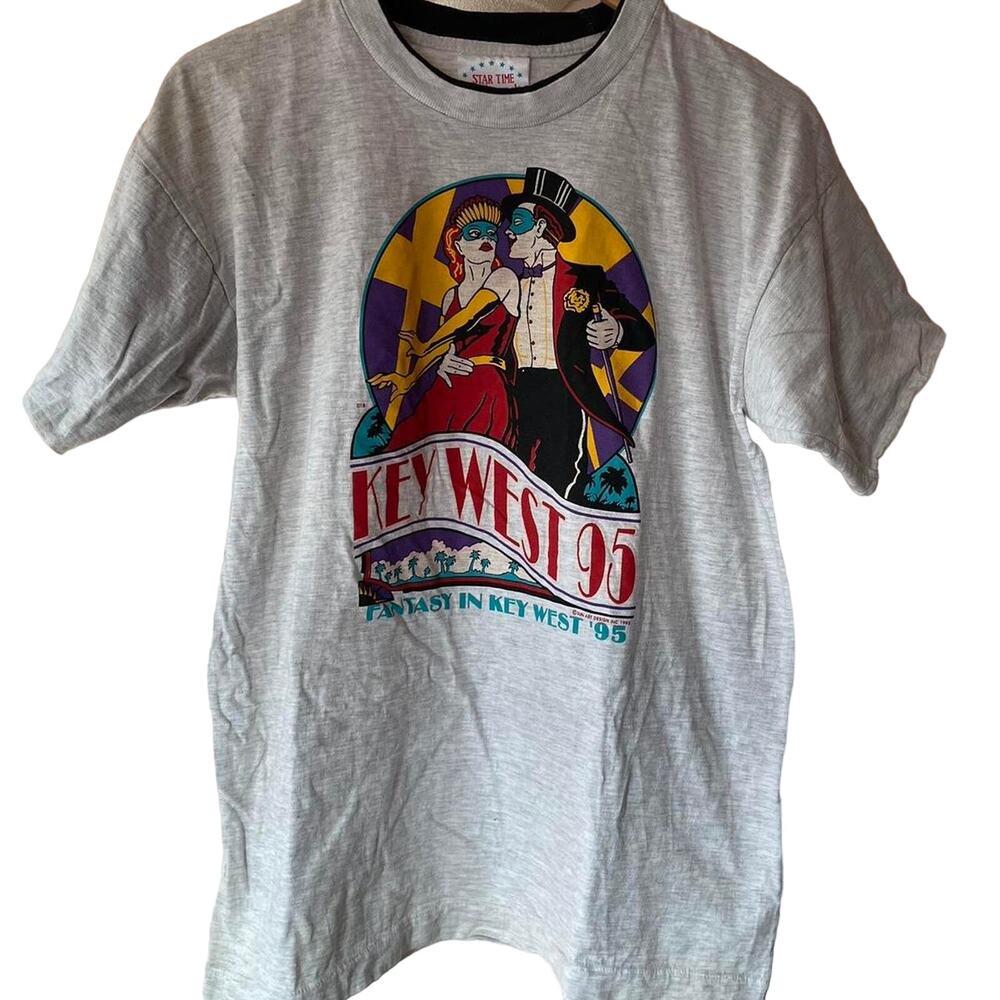 Vintage 90s Key West 1995 Masquerade Single Stitch Shirt Adult Large